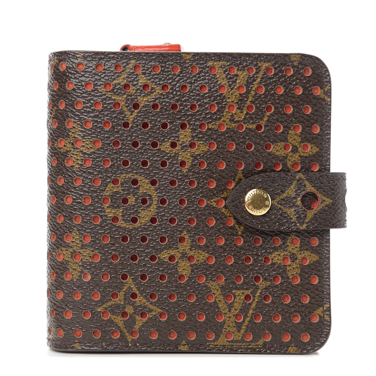 Louis Vuitton Monogram Perforated Compact Zipped Wallet Orange 1 of 8