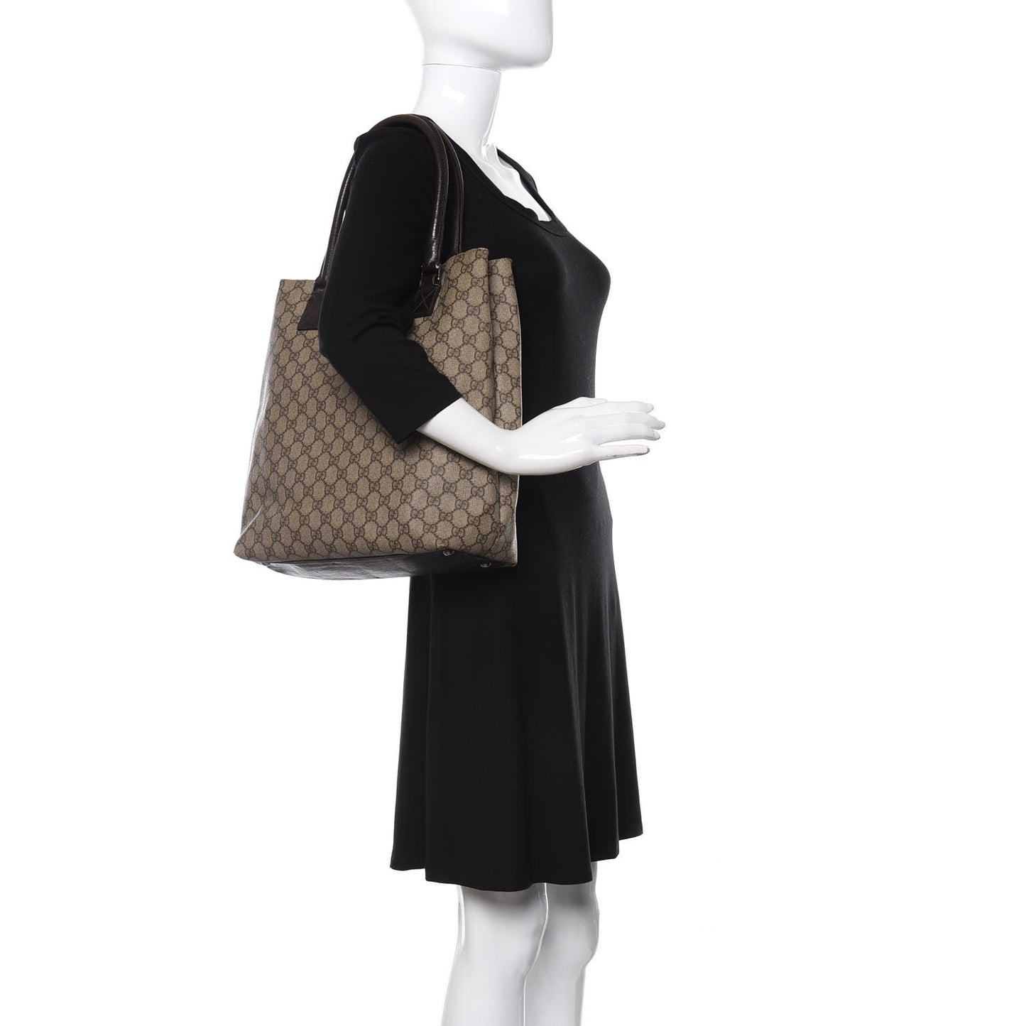 GG Plus Monogram Small Vertical Tote Dark Brown