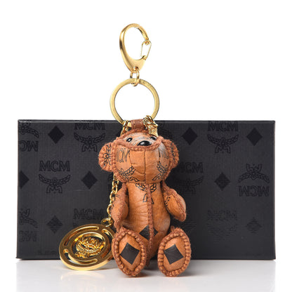 MCM Visetos Bear Key Ring Bag Charm Cognac 6 of 6