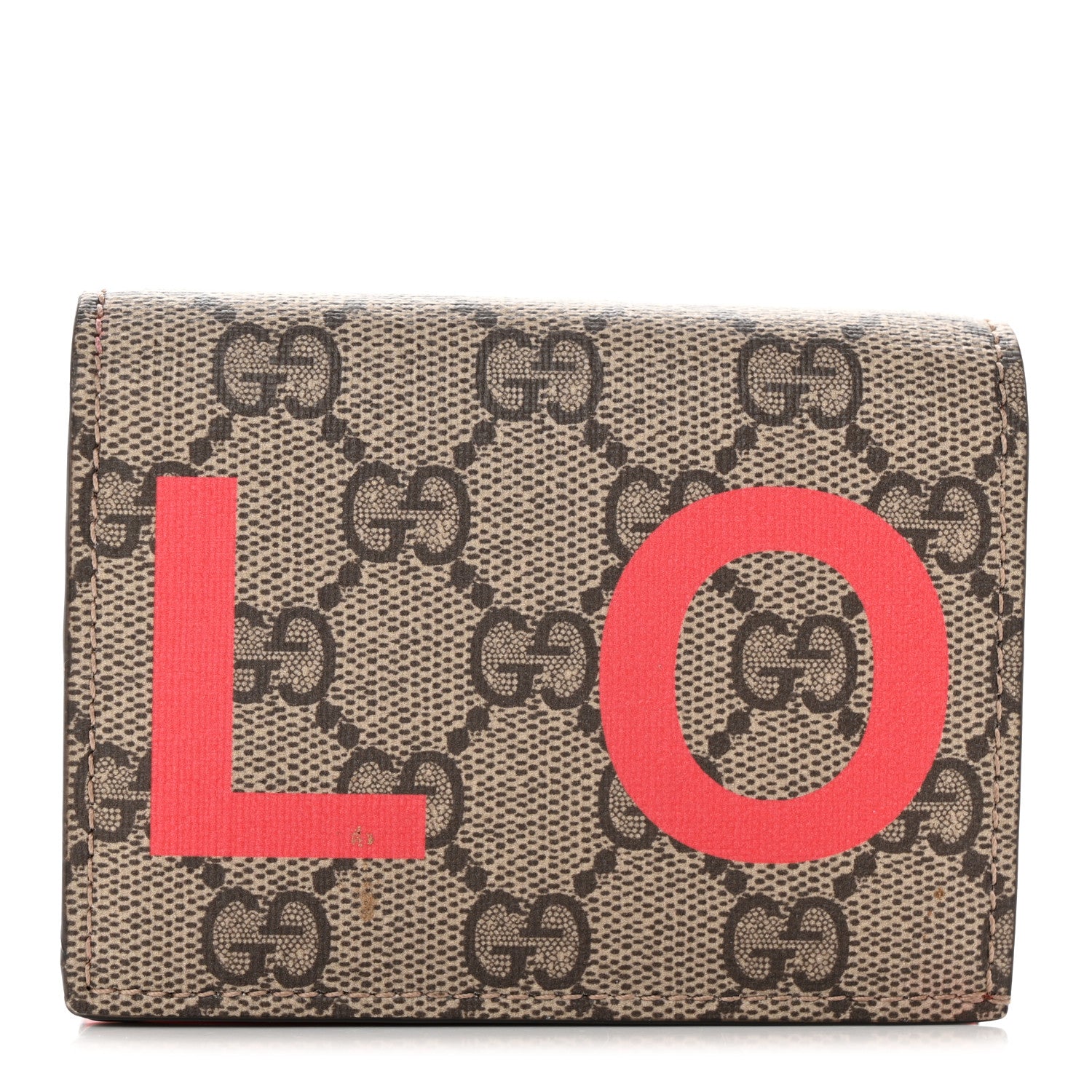 Gucci GG Supreme Monogram Moon Calfskin Love Valentines Day Card Case Beige Ebony New Geranium 1 of 12