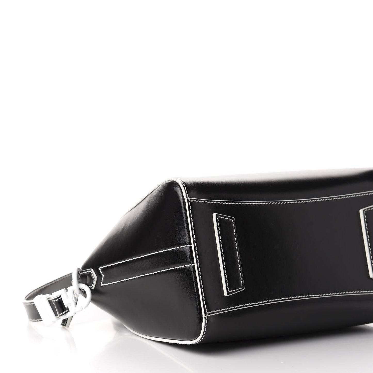 Calfskin Contrast Topstitch Small Antigona Black White