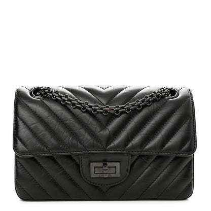 Chanel Aged Calfskin Chevron Quilted 2.55 Reissue Mini Flap So Black 1 of 10