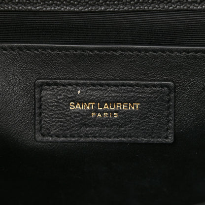 Saint Laurent Grain De Poudre Textured Mixed Matelasse Triquilt Medium Monogram Satchel Black 7 of 11