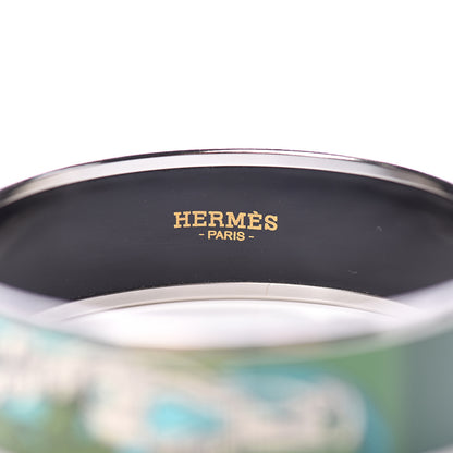 Hermes Enamel Printed Della Cavalleria Wide Bracelet 70 Foret 3 of 4