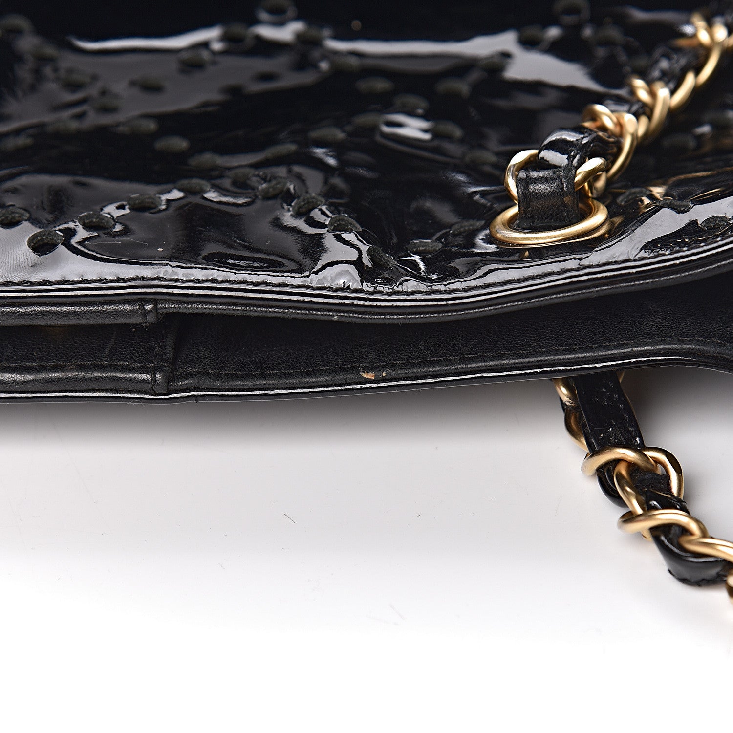 Chanel Patent Perforated CC Shopping Tote Black 9 of 21