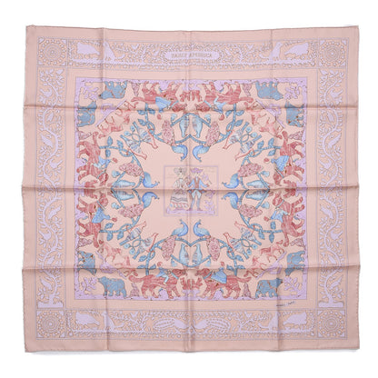 Hermes Silk Early America Scarf 90 Rose Pale Blue Jean Glycine 1 of 7