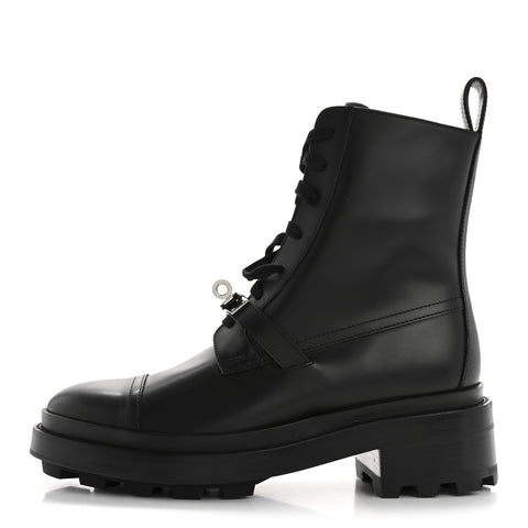 Glossed Calfskin Funk Ankle Boots 36 Black