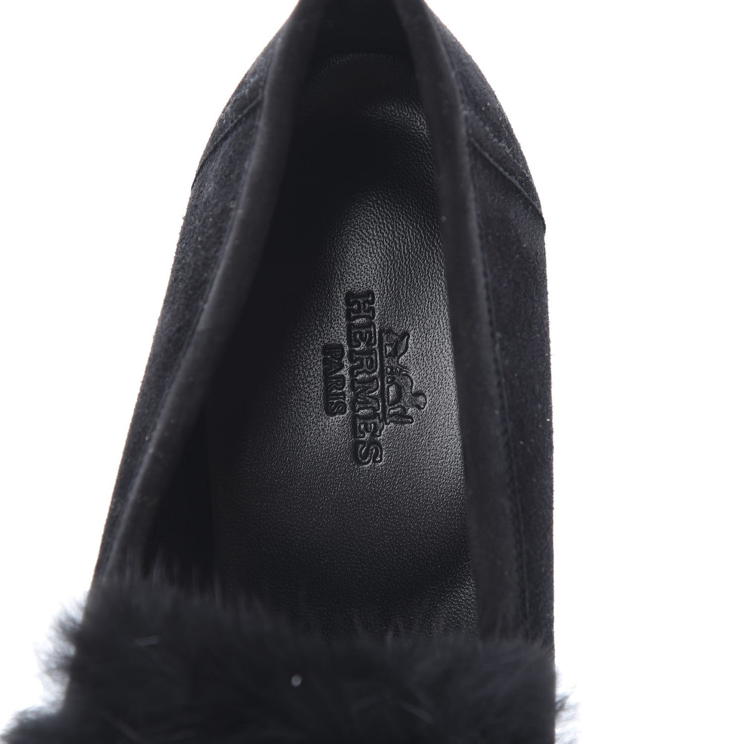 Mink Fur Suede Goatskin Paris Loafers 37 Black