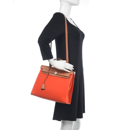 Hermes Vache Hunter Toile Herbag Zip 31 PM Capucine Fauve 2 of 15