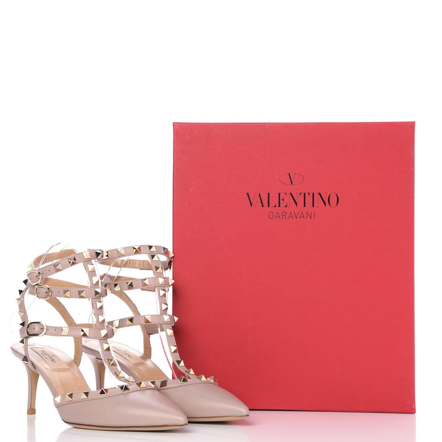 Valentino Garavani Calfskin Nappa Rockstud Ankle Strap 65mm Pumps 39 Poudre 9 of 9