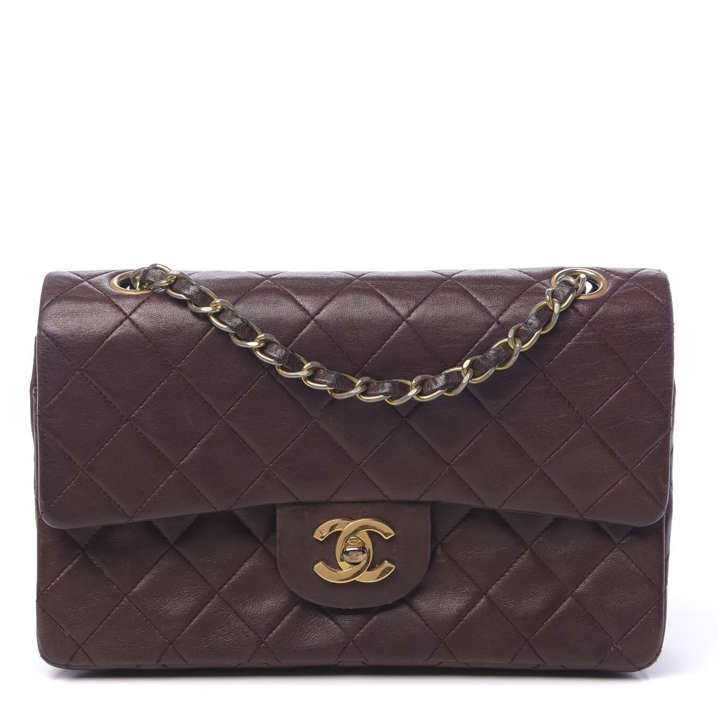 Lambskin Quilted Small Double Flap Burgundy