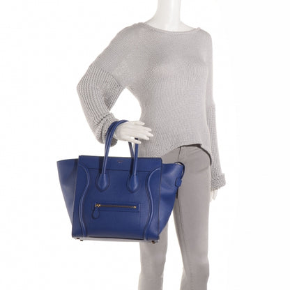 Celine Drummed Calfskin Mini Luggage Indigo 2 of 9