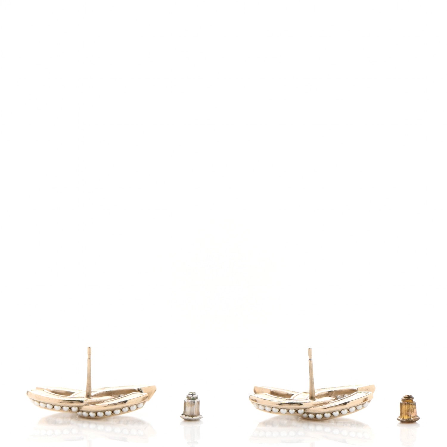 Chanel Crystal Pearl Chain Mania CC Earrings Gold 4 of 4