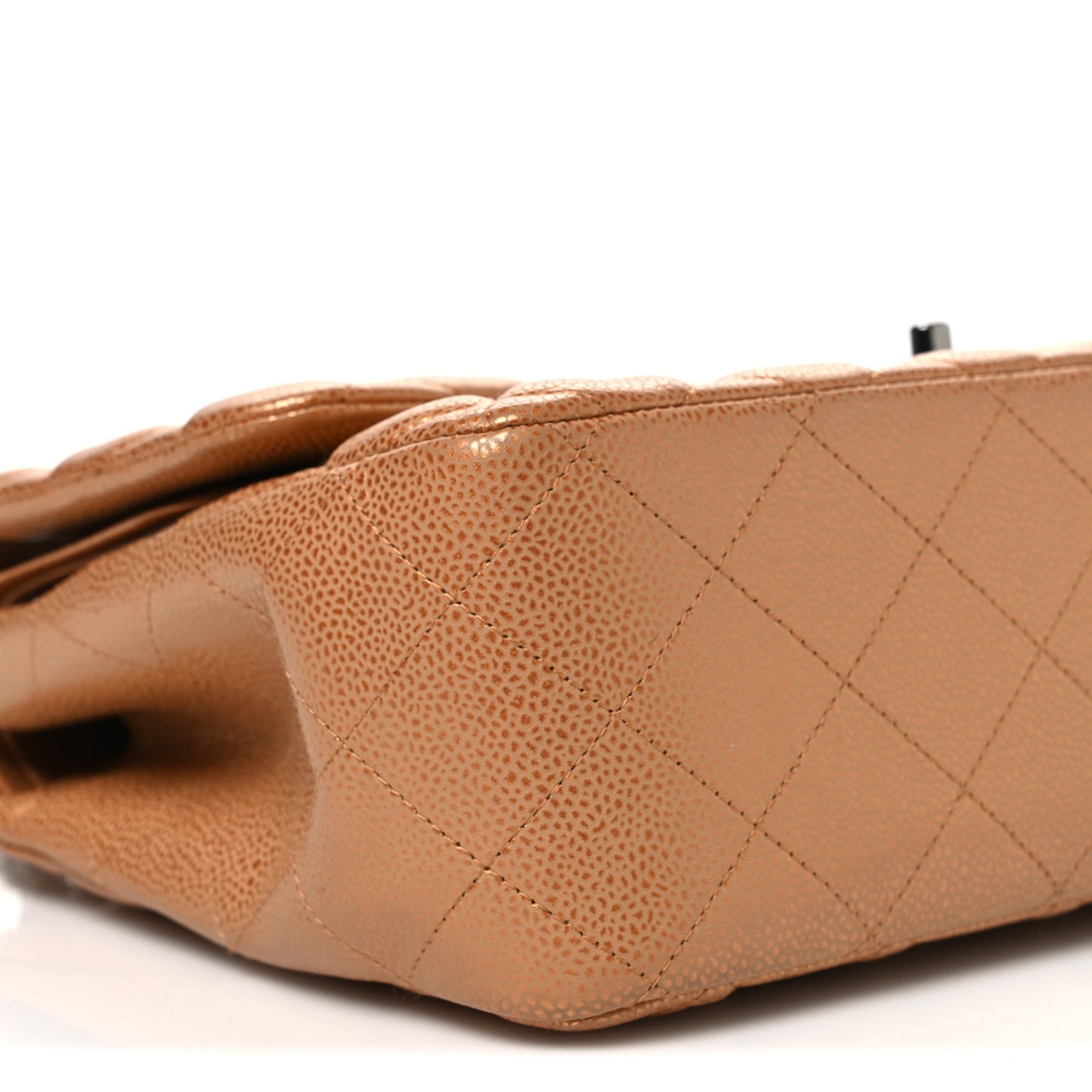 Metallic Caviar Quilted Jumbo Double Flap Copper