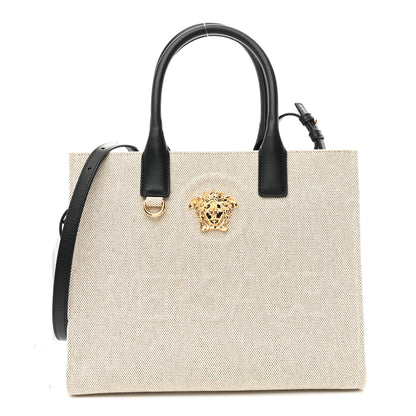 Versace Canvas Calfskin La Medusa Small Tote Bag Beige 1 of 9