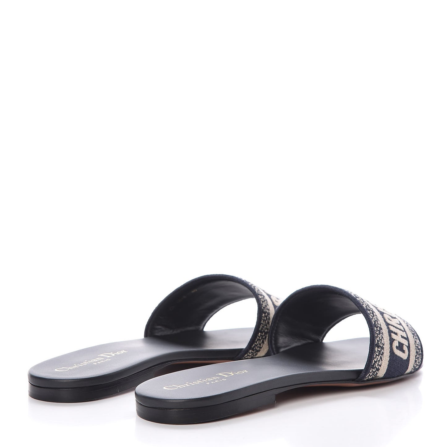 Canvas Embroidered Dway Mules Slide Sandals 40 Deep Blue