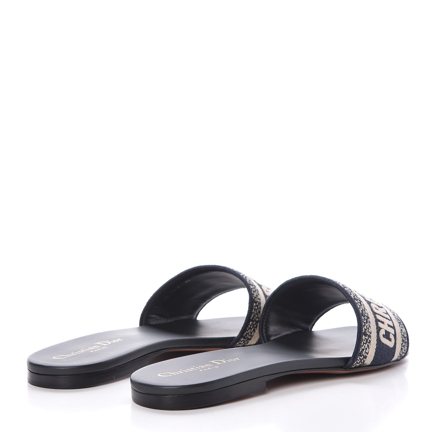 Christian Dior Canvas Embroidered Dway Mules Slide Sandals 40 Deep Blue 4 of 10