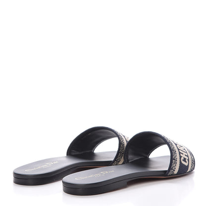 Christian Dior Canvas Embroidered Dway Mules Slide Sandals 40 Deep Blue 4 of 10