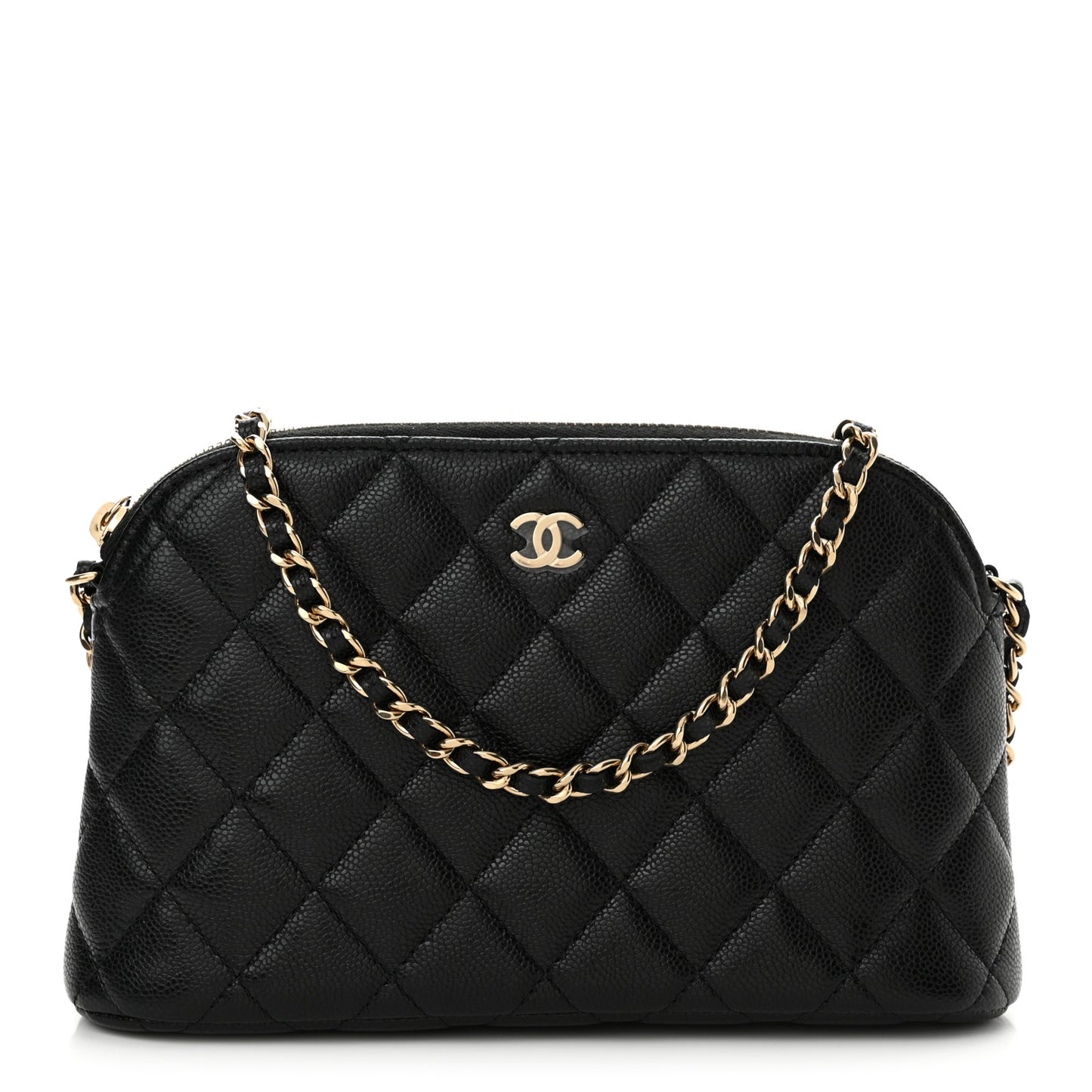 Caviar Quilted Classic Clutch With Chain Black