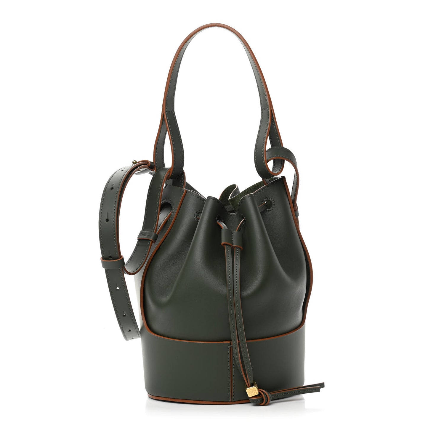 Calfskin Small Balloon Bucket Bag Vintage Khaki