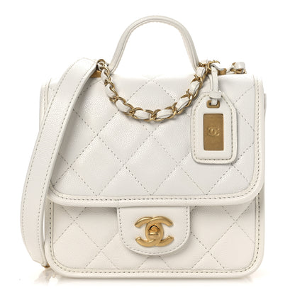Chanel Caviar School Memory Mini Top Handle Flap White 8 of 12