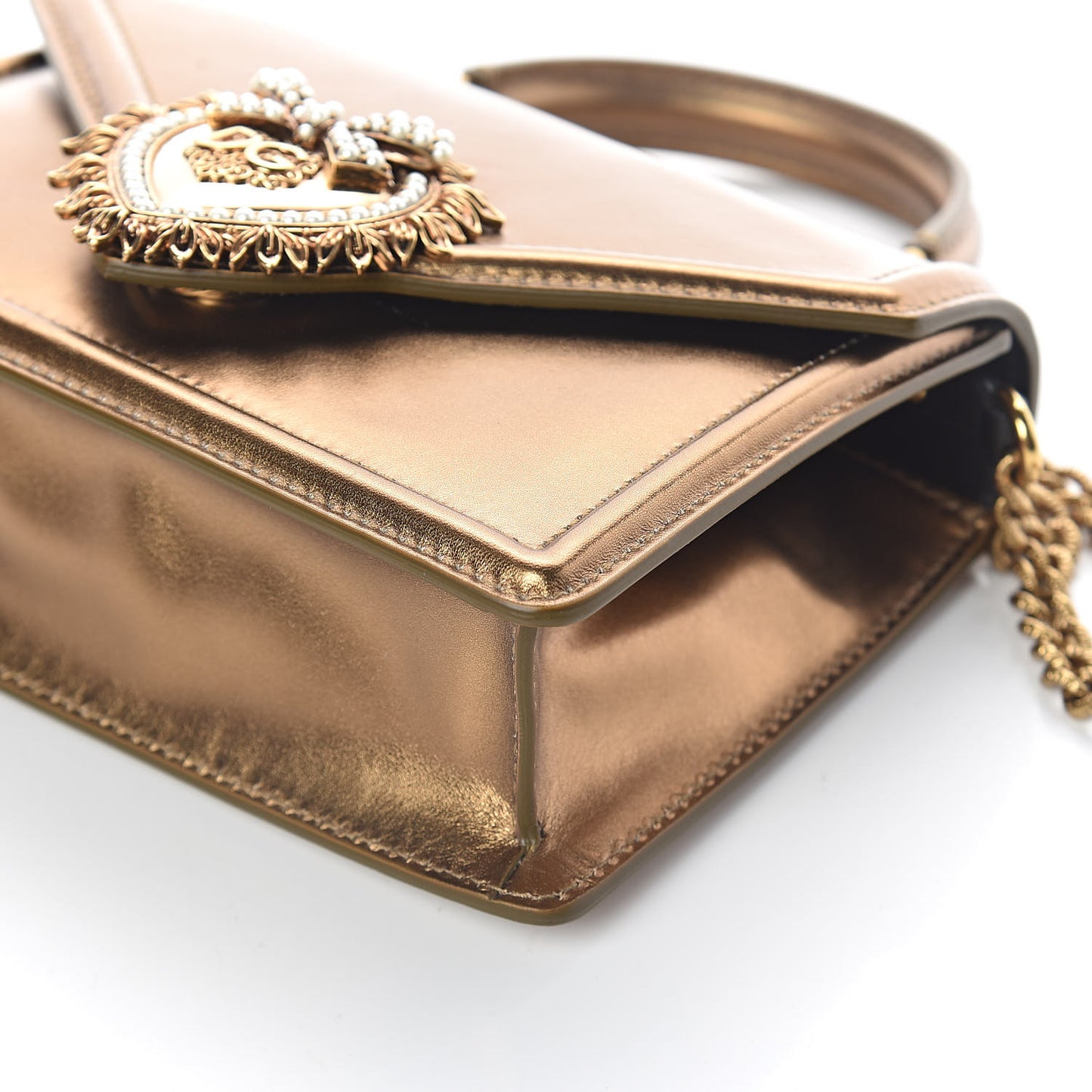 Smooth Calfskin Devotion Envelope Top Handle Bag Gold