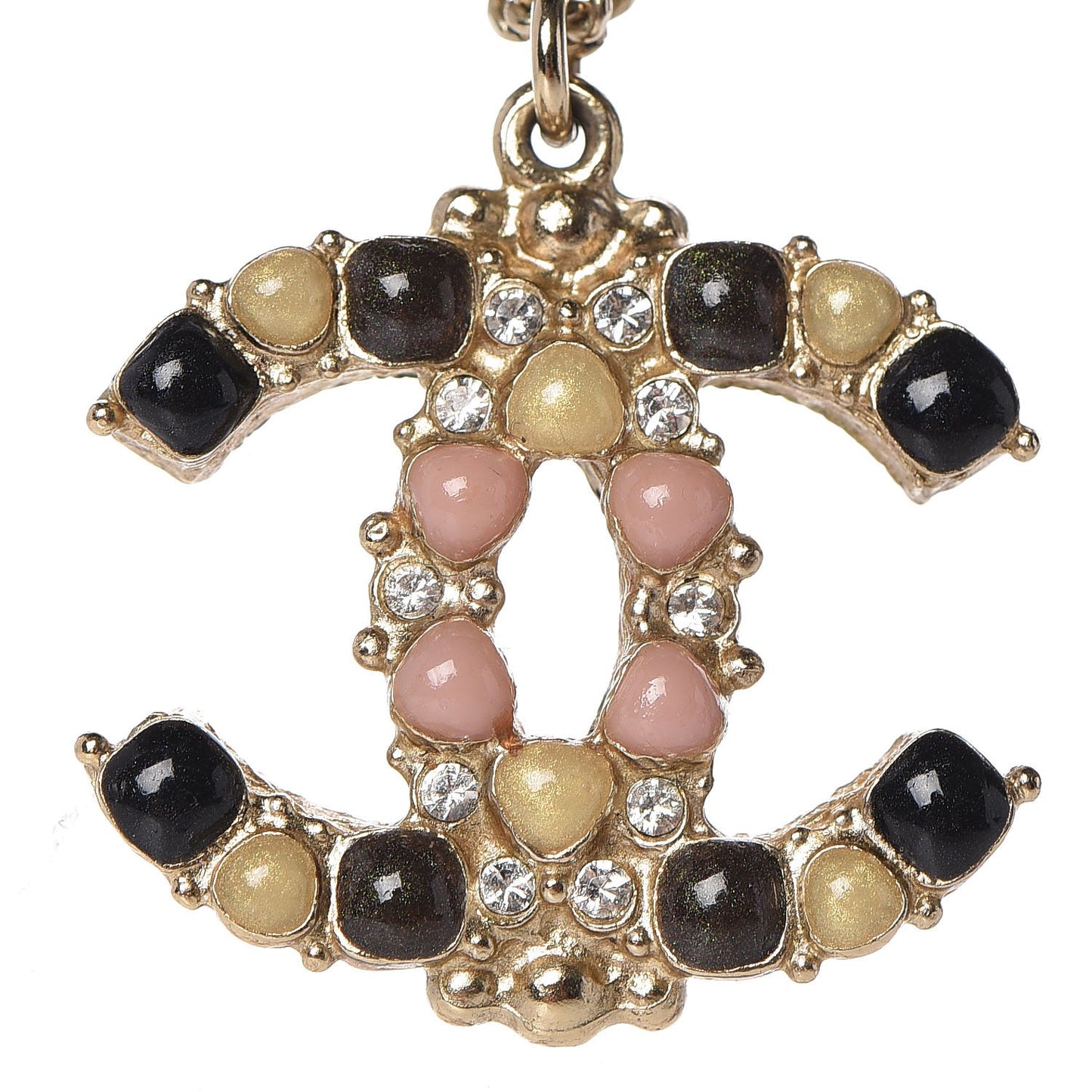 Crystal Gripoix CC Necklace Gold Multicolor
