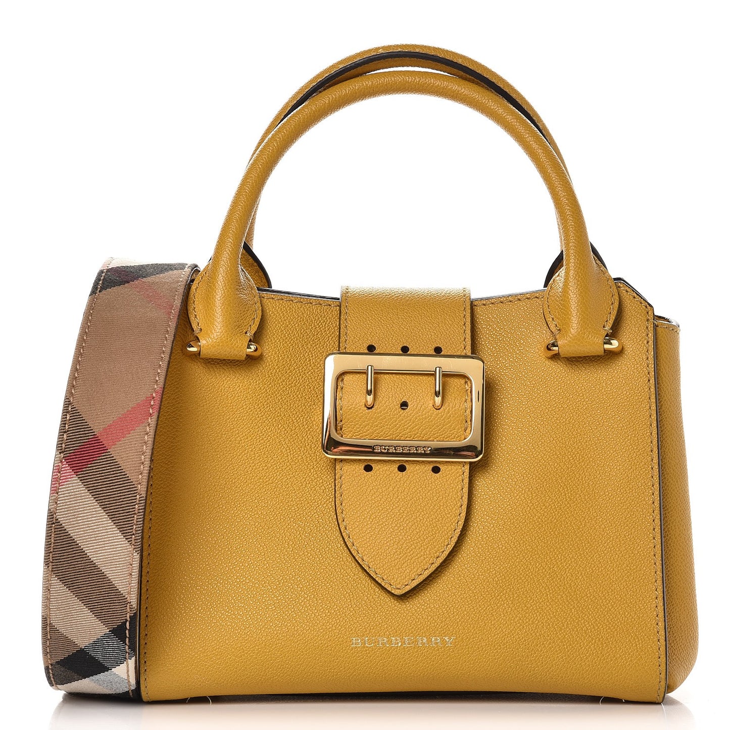 Soft Grain Calfskin Small Buckle Tote Bright Straw