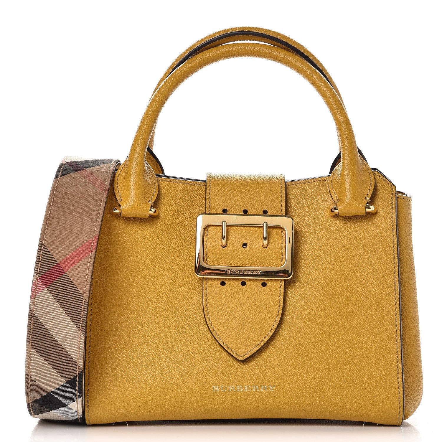 Burberry Soft Grain Calfskin Small Buckle Tote Bright Straw 1 of 11