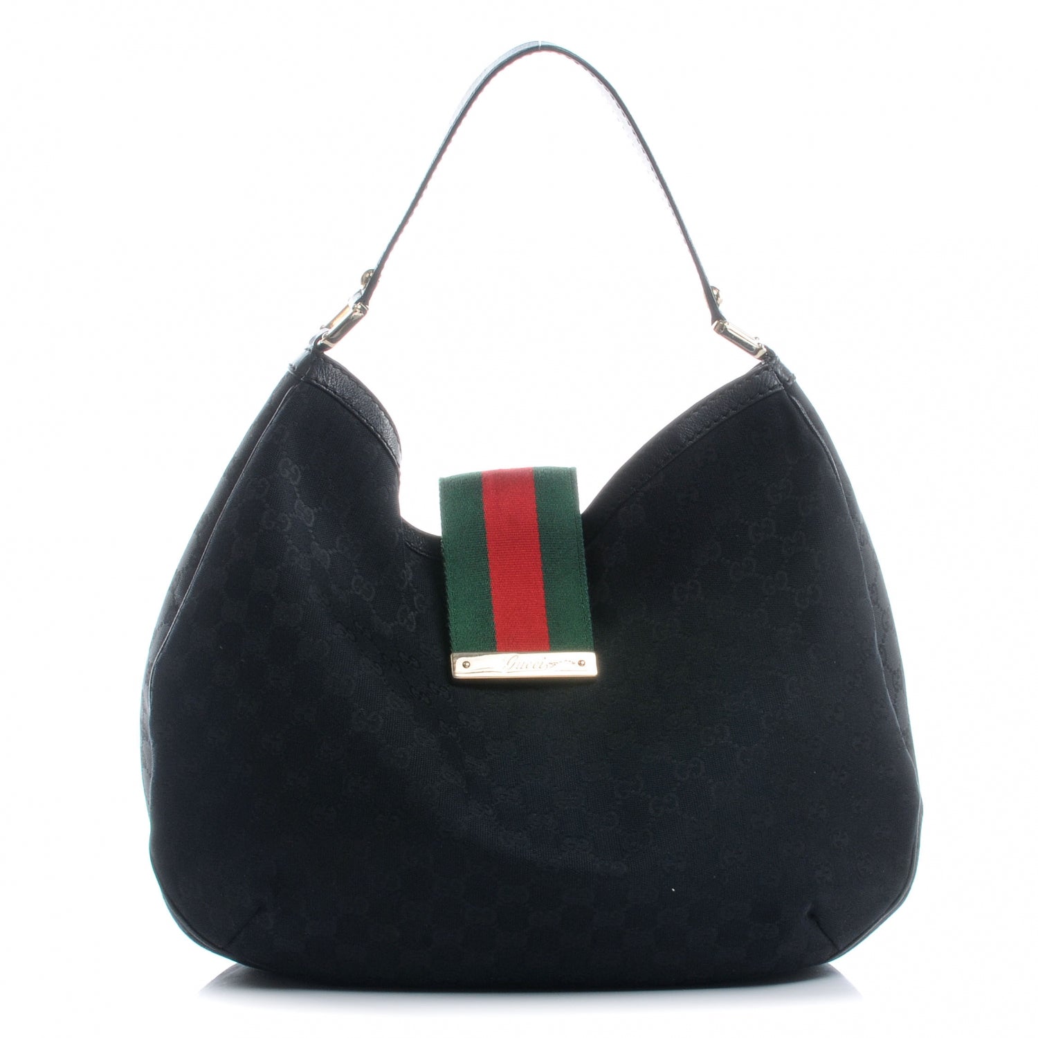 Gucci Monogram Ladies Web Large Hobo Black 1 of 7