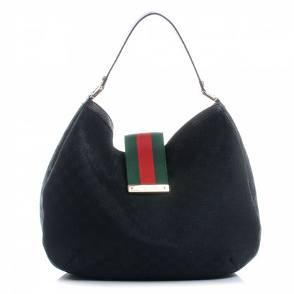 Gucci Monogram Ladies Web Large Hobo Black 1 of 7