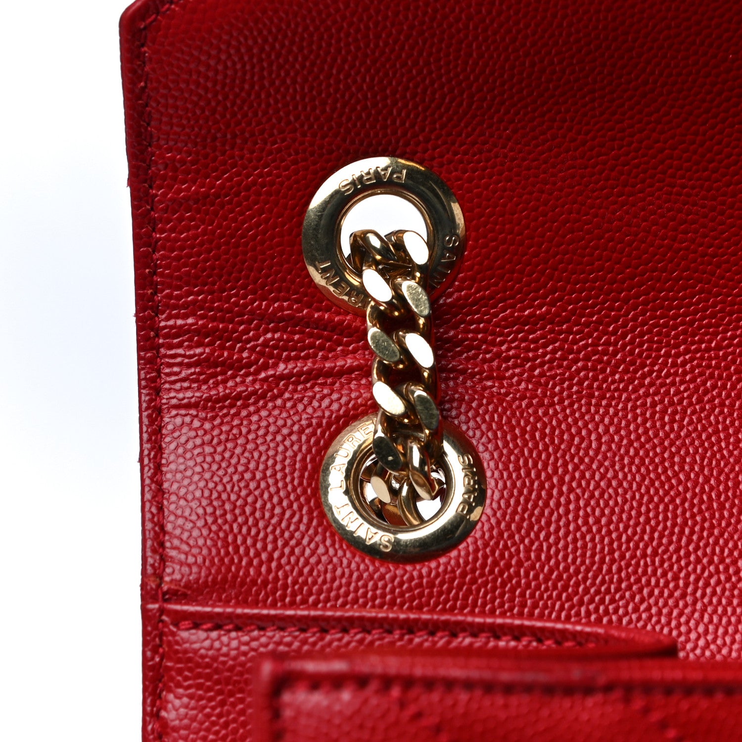 Saint Laurent Grain De Poudre Matelasse Chevron Large Monogram Satchel Lipstick Red 14 of 14
