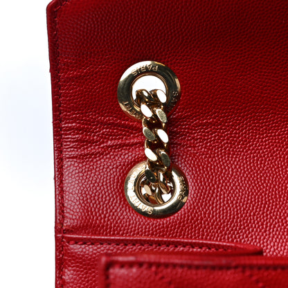 Saint Laurent Grain De Poudre Matelasse Chevron Large Monogram Satchel Lipstick Red 14 of 14