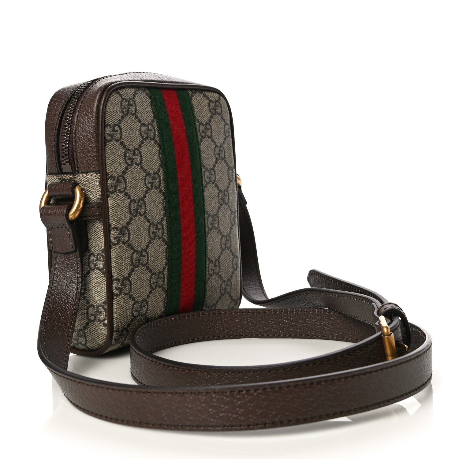Gucci GG Supreme Monogram Web Mini Ophidia Messenger Brown 3 of 11