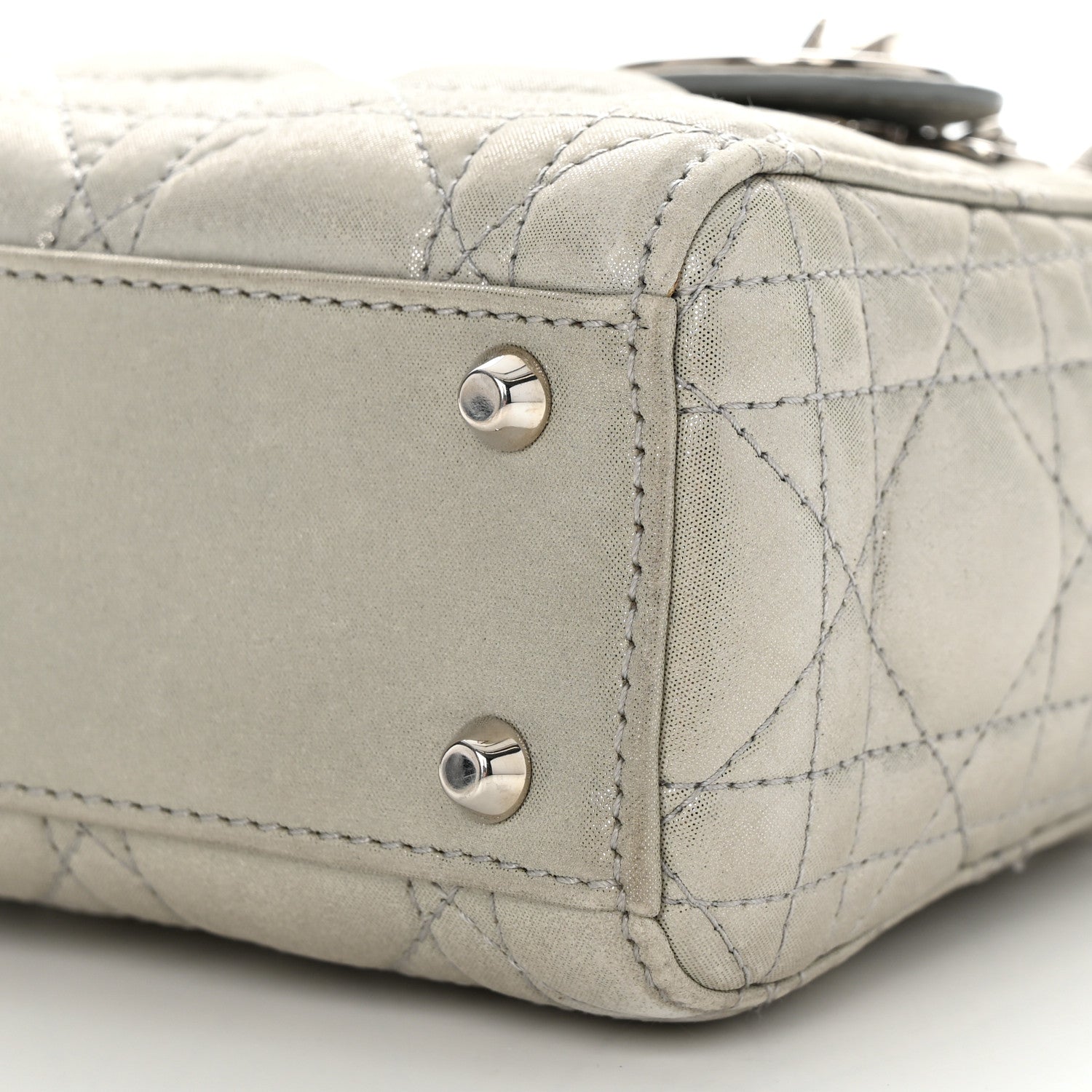 Christian Dior Metallic Nubuck Cannage Mini Lady Dior Silver 10 of 11