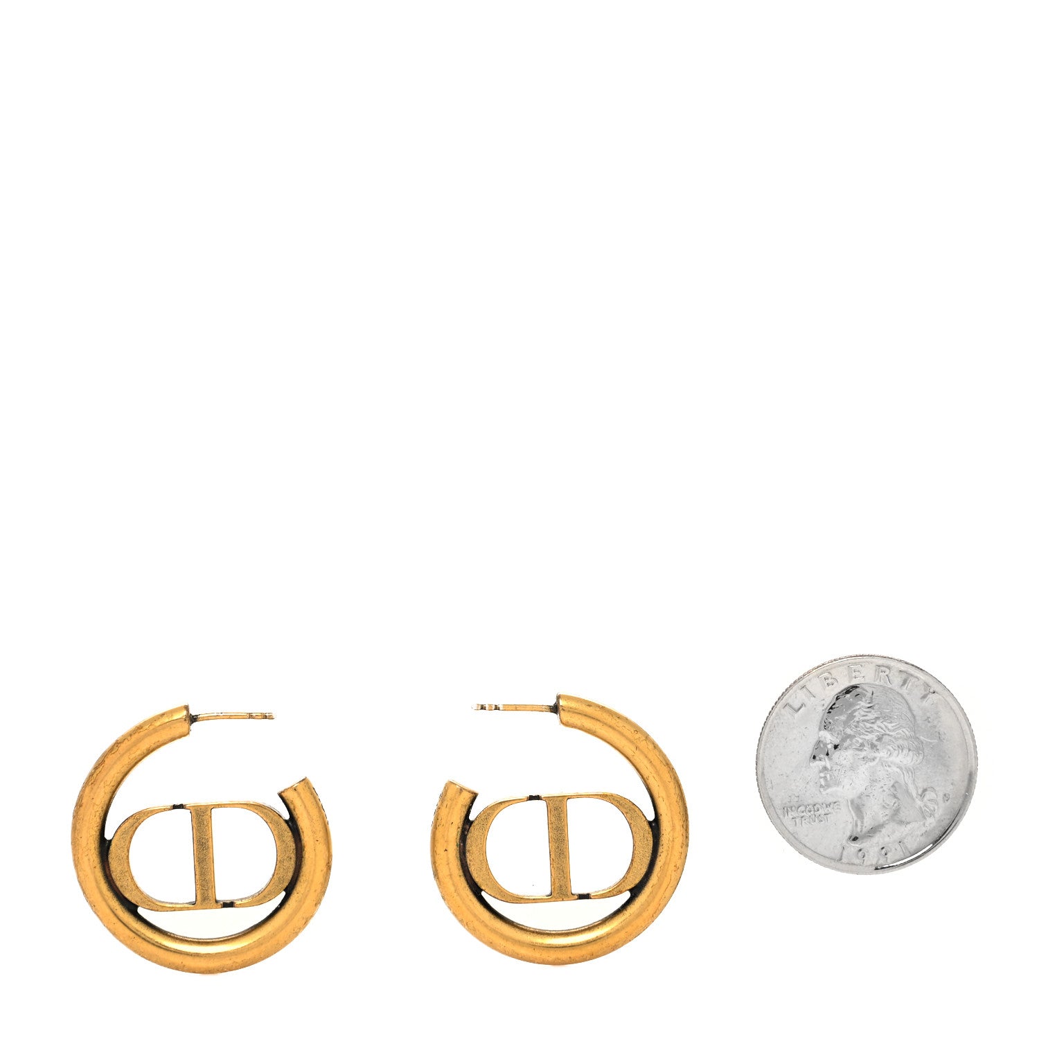 Christian Dior Metal 30 Montaigne Hoop Earrings Aged Gold 2 of 4