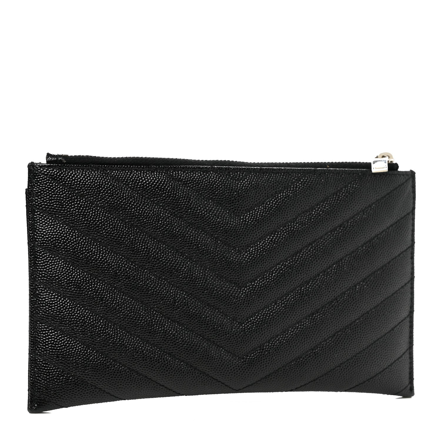 Saint Laurent Grain De Poudre Chevron Monogram Bill Pouch Black 3 of 9
