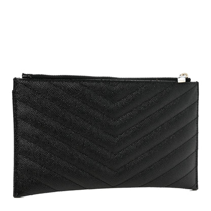 Saint Laurent Grain De Poudre Chevron Monogram Bill Pouch Black 3 of 9