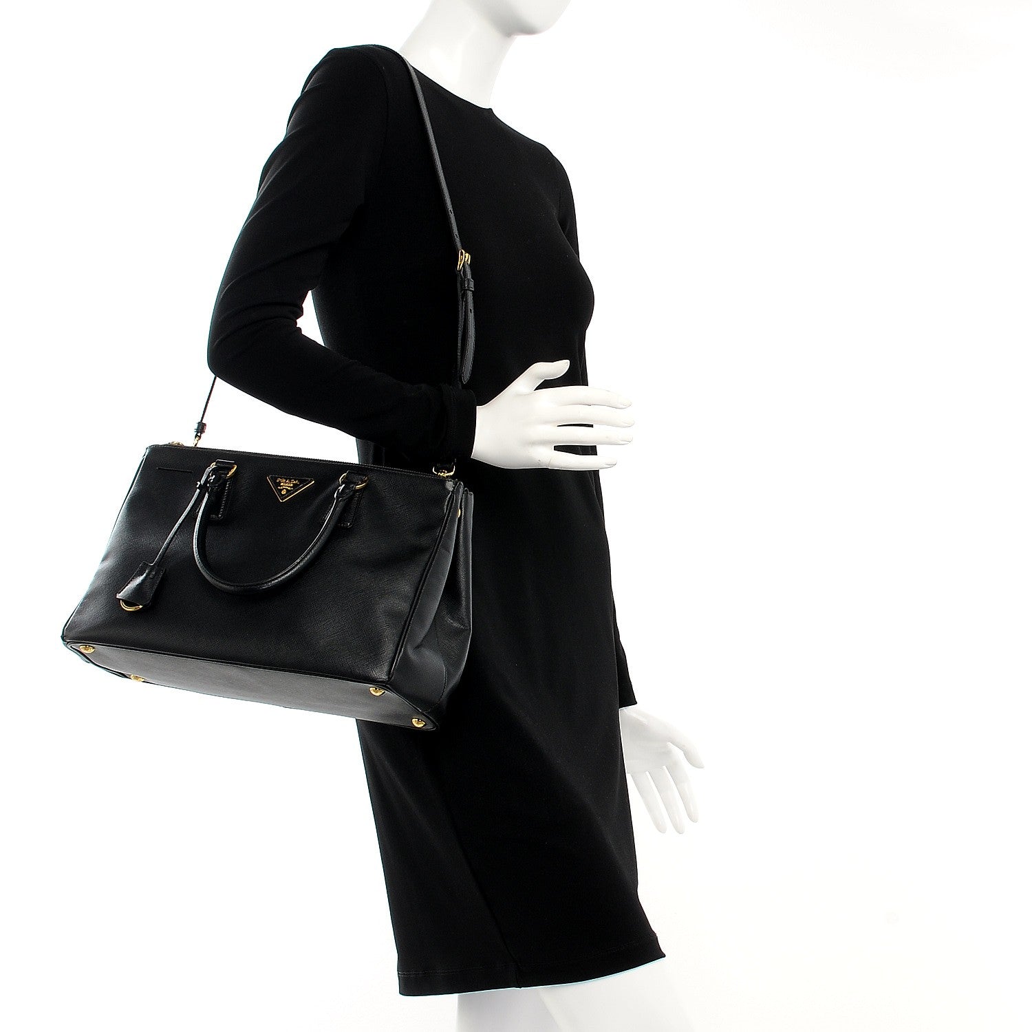 Prada Saffiano Medium Galleria Double Zip Tote Black 2 of 14