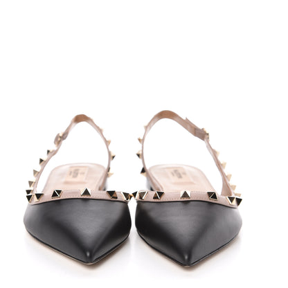 Valentino Garavani Nappa Rockstud Slingback Flats 40 Black Poudre 2 of 9