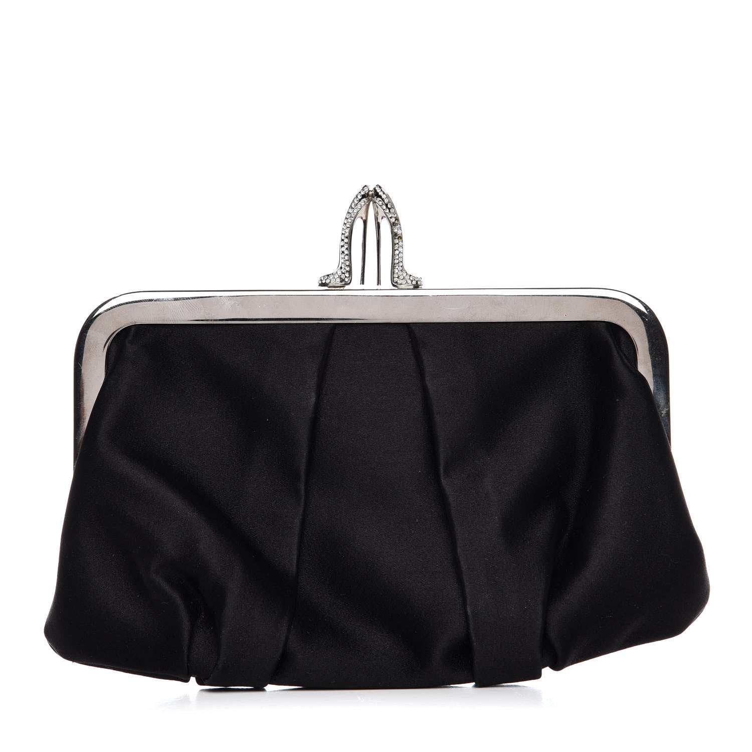 Christian Louboutin Satin Crystal Loubi Lula Frame Pouch Black 1 of 12