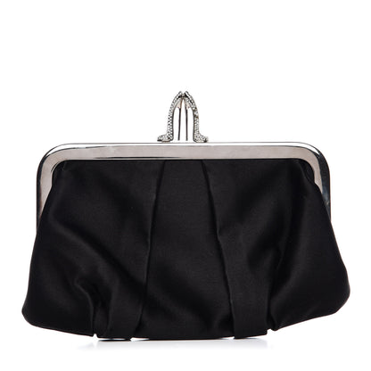 Christian Louboutin Satin Crystal Loubi Lula Frame Pouch Black 1 of 12