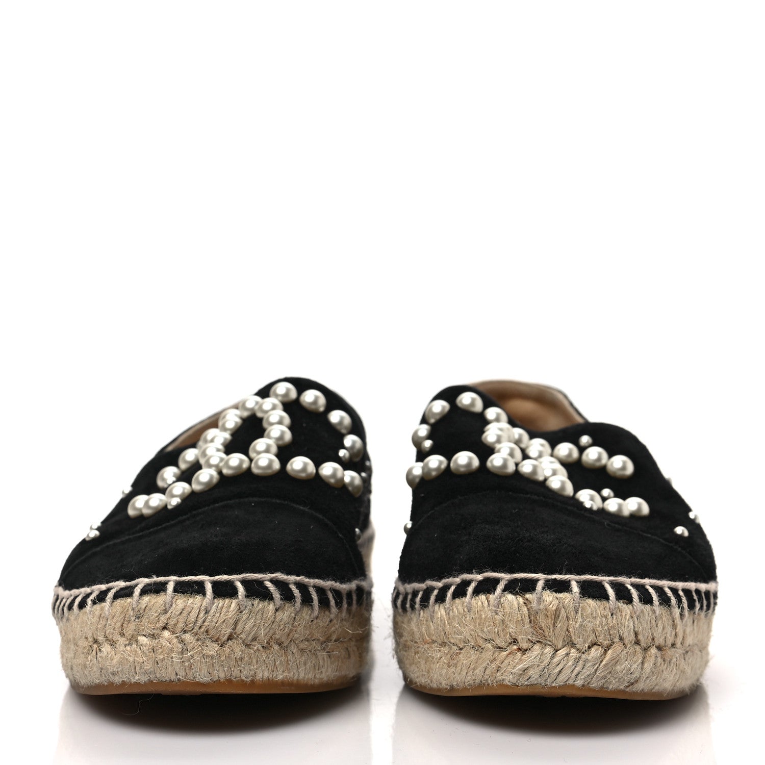 Chanel Suede Pearl CC Espadrilles 37 Black 2 of 8