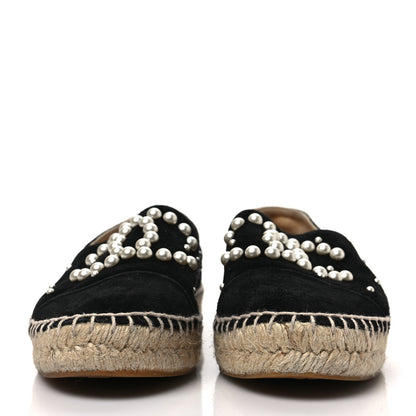 Chanel Suede Pearl CC Espadrilles 37 Black 2 of 8