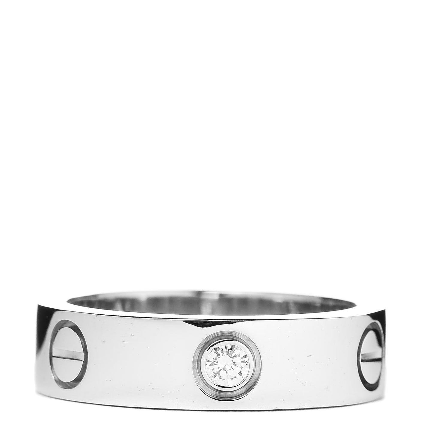 18K White Gold 3 Diamond 5.5mm LOVE Ring 55 7.25