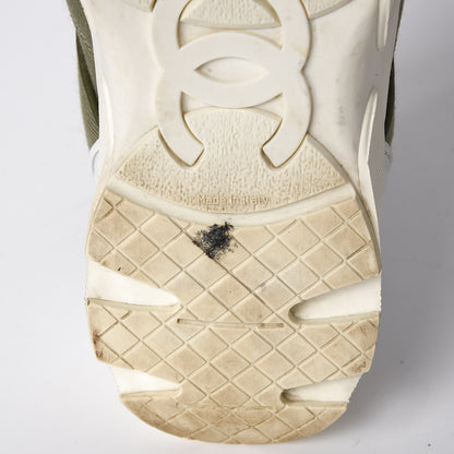 Chanel Canvas CC Sneakers 39.5 Khaki 9 of 17