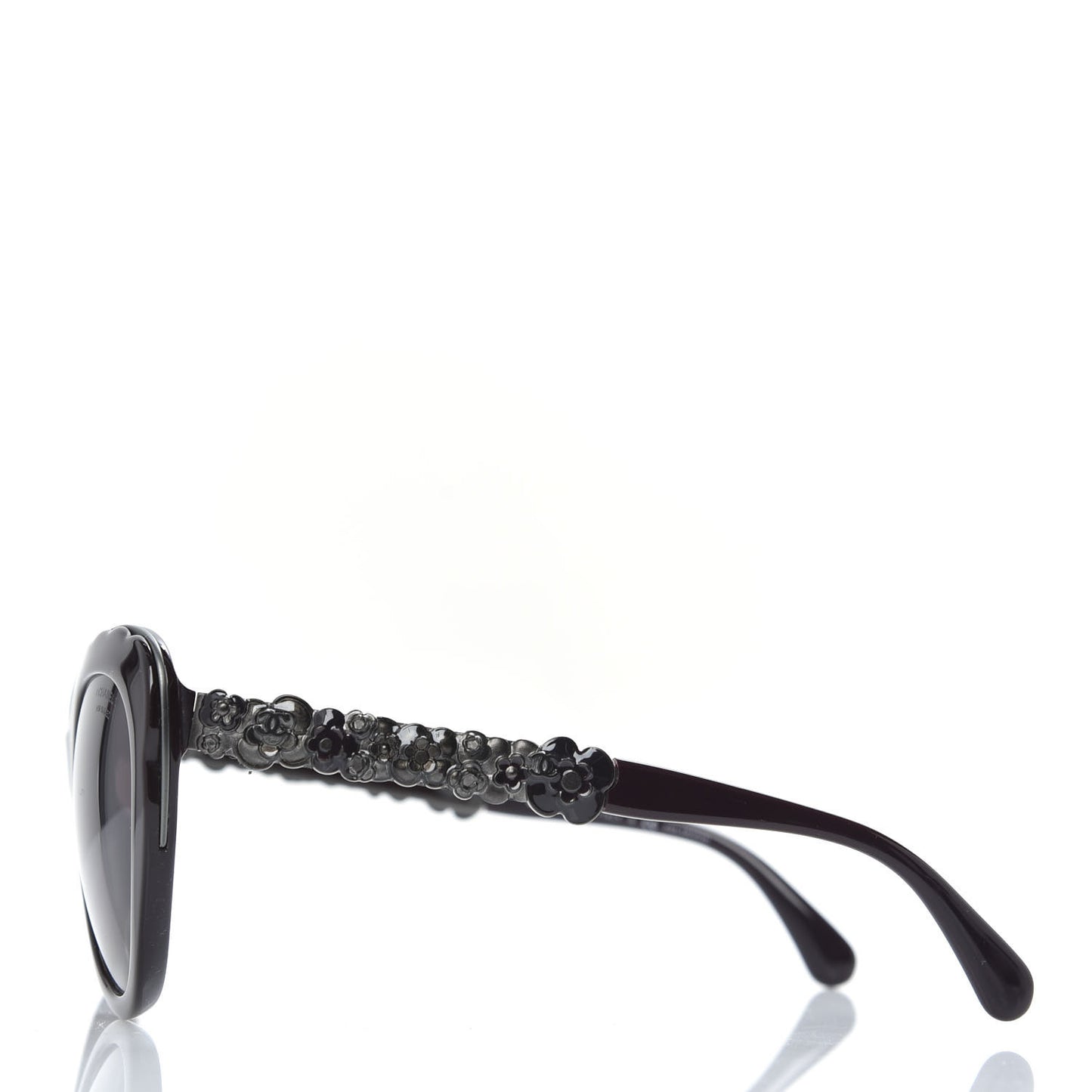 Acetate Polarized Bijou Cat Eye Sunglasses 5354 Black