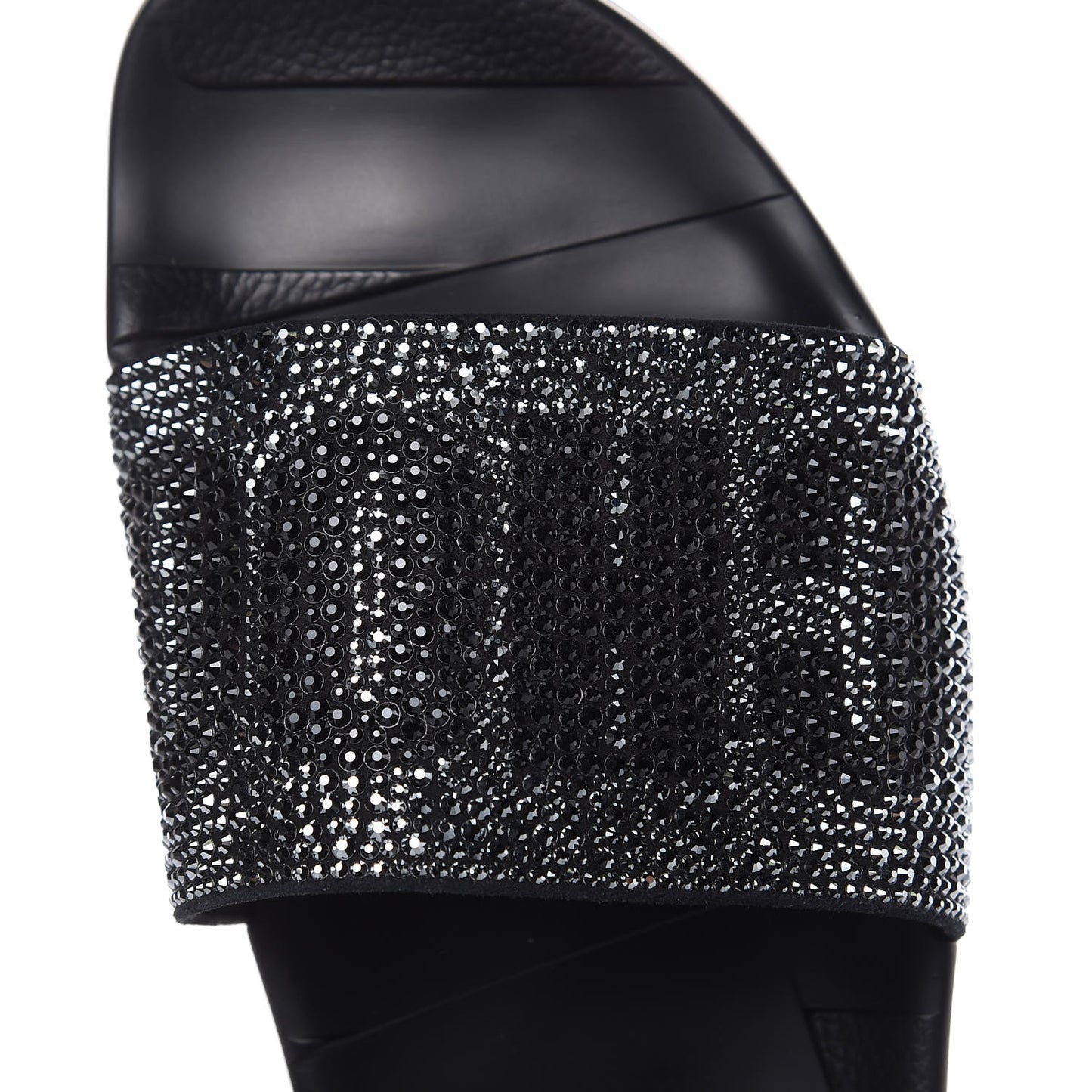 Crystal Pool Slide Sandals 38 Black