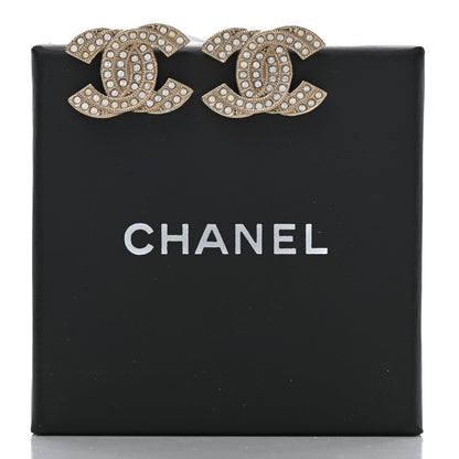 Chanel Crystal Double CC Earrings Light Gold 5 of 5