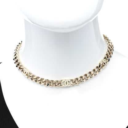 Chanel Metal Enamel Chain CC Choker Gold White 2 of 6